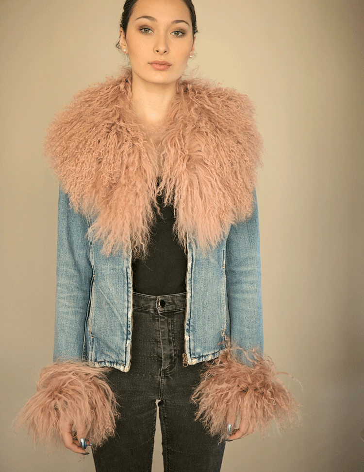 Juniper - Mongolian Fur Collar & Slap On Cuffs in Cream