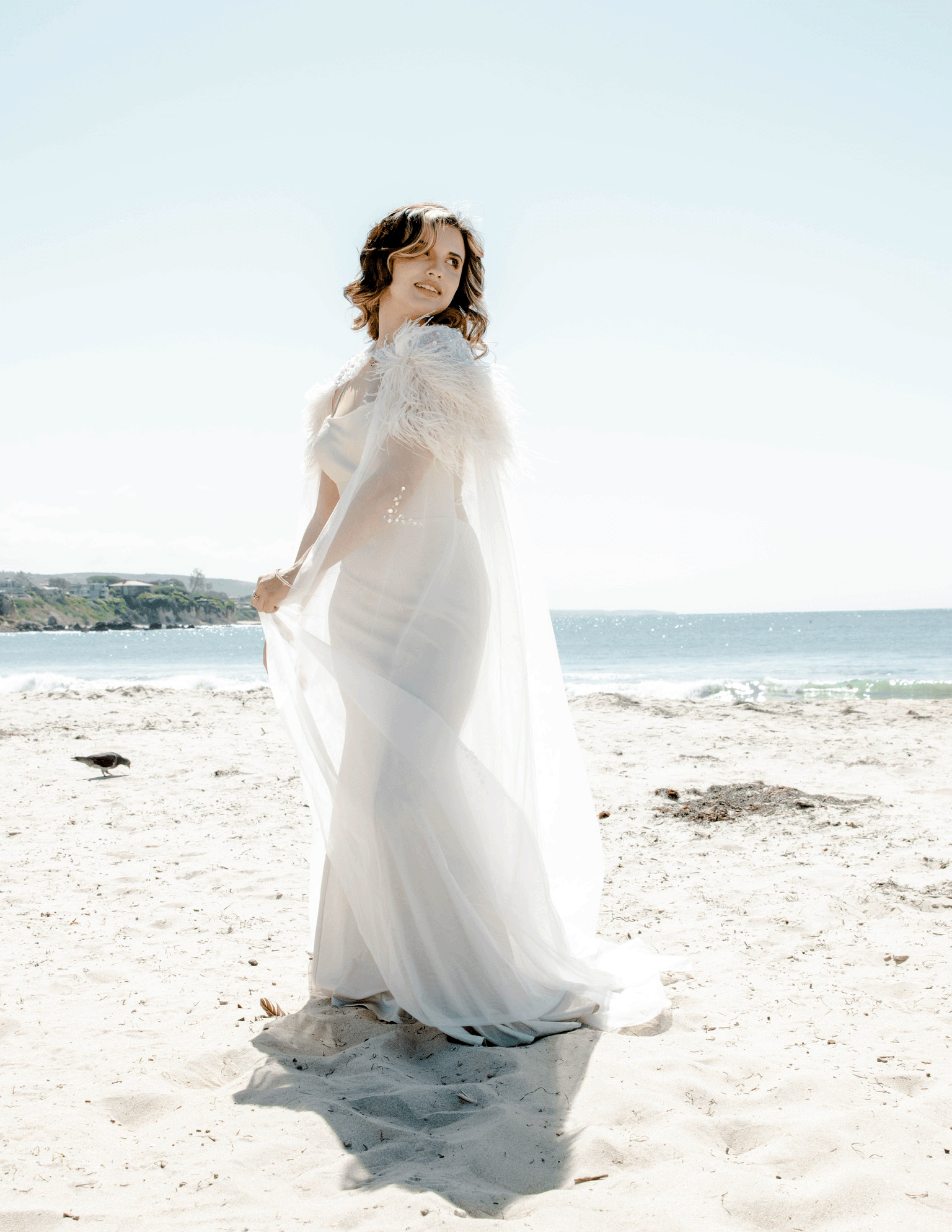 Wedding tulle clearance cape